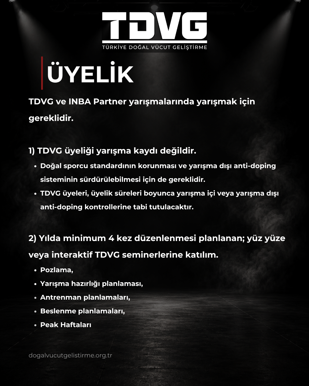 TDVG Üyeliği — TDVG ve INBA Partner yarışmalarında yarışmak için gereklidir